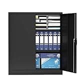 BYLUXA Metal Storage Cabinet with 2 Doors 2 Adjustable Shelves Lockable Steel Cabinet 3-Point Locking System | Heavy Duty Office Garage Warehouse Filing Cabinet 240 lbs Capacity