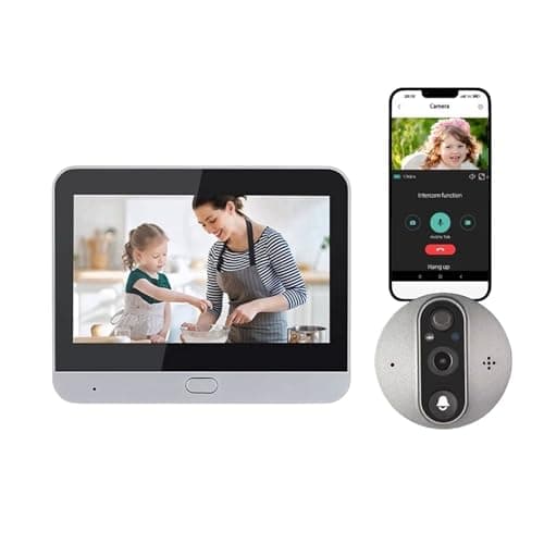 qminth Tuya SmartLife 5MP Wireless Peephole Doorbell Camera with 4.3 Inch Monitor - Rechargeable, Two-Way Audio, PIR Motion Detection, Indoor/Outdoor Security Solution(Door Camera 128G)