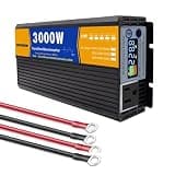 3000W DC 24V to AC 110V/220V Pure Sine Wave Inverter Charger, Low Frequency Solar Power Converter with Outlets for Home, RV, Truck, Off-Grid