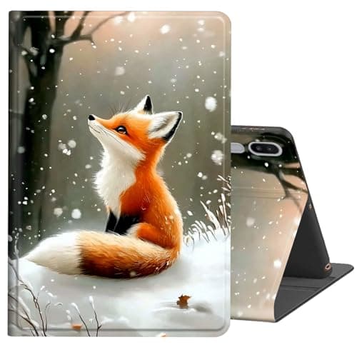 FKIUBWRY Case for Samsung Galaxy Tab S6 10.5" 2019 (Model SM-T860/T865/T867),Slim PU Leather Multi-Angle Stand Folio Cute Heavy Duty Protective Cover with Auto Wake/Sleep,Cute Fox Snow