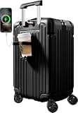 Krute Carry on Luggage with Cup Holder 20 Inch Suitcases with Spinner Wheels PC+ABS Hardside TSA Approved Luggages with Charger Port