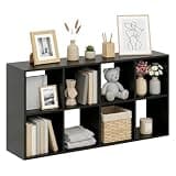 SageNest 8 Cube Storage Organizer Shelf, Open Cube Bookshelf, Reversible Bookcase, Sturdy Modern Storage for Home Office, Bedroom, Living Room, Deep Black