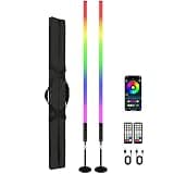 Mczaithum DJ Tube Lights Bar,2Pack 4ft RGBW 4IN1 LED Stage Tube Light Bar with Stand&Carrying Bag 5200mAh Battery Powered Remote&APP Control for Dance Party Wedding Stage Video Photography Lighting