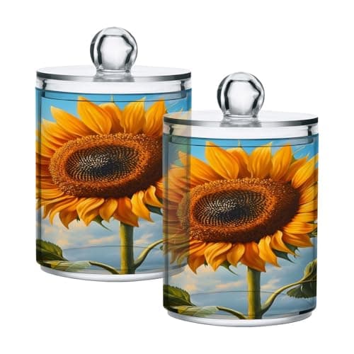 Zhirexin Sunflower 2PC Airtight Transparent Storage Jars, Food Storage Containers, Can Store Food, Herbs, Tea, Etc, With Storage Lids, Easy to Use and Clean.