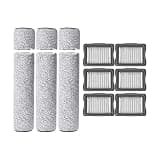 FGJDERYH Replacement Kit Compatible with RapidWash 630 Cordless Wet Dry Cleaner, 3 Roller Brushes +6 HEPA Filters for Floor
