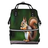 Pioyoku Squirrels Eating Peanuts On The Tree Print Diaper Bag Backpack -Multifunction Travel Baby Diaper Bag,Baby Bags For Girls Boys