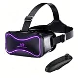VR Headset for Phone with Controller, Virtual Reality Goggles for Kids & Adult 3D Family 110° FOV Anti-Blue Light HD Lenses, Compatible with iPhone17/16/15/14/13/12/11, Samsung, Android (Purple)