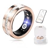 JIANVNUI Smart Ring for Women & Men - Health & Fitness Tracker with Heart Rate, Blood Oxygen, Sleep Monitoring, 128 Sports Modes, IP68 Waterproof, Gesture Control, No Subscription Fees (8#)