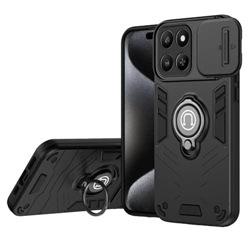 GaliJialiH for Honor 400 Smart Case with Kickstand & Slide Camera Cover, Shockproof Military-Grade Case Rugged Protective Cover for Honor 400 Smart Phone(Black)