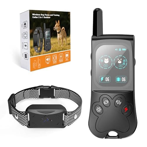 Wireless Dog Fence, Electric Fence for Dogs with 3 Training Modes-Beep/Vibration/Static, 180 Days Standyby Perimeter Dog Collars with Color Screen Remote, Waterproof Collar for 1 Dog