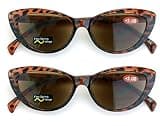 V.W.E. 2 Pairs Women Cateye Black Tortoise Reading Sunglasses - Outdoor Cat Eye Readers (2 Tortoise, 1.00)