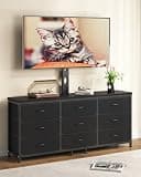 TV Stand with Mount for 32/55/65/75/85 inch TVs, Entertainment Center with 9 Fabric Drawers Dresser Storage, Height Adjustable Media Console
