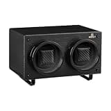 MOZSLY Double Watch Winder for Automatic Watches with Quiet Motor 12 Rotation Mode Setting AC Adapter or Battery Powered PU Leather Full Black