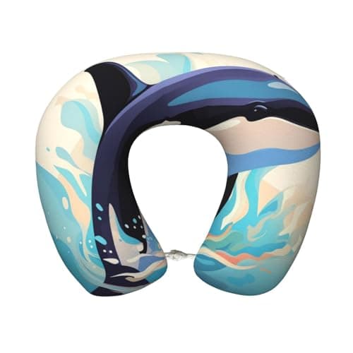 Neck Pillow Memory Foam Contour Pillow Cartoon Whale Travel Pillow for Sleeping Comfortable U Shape Pillows for Traveling Car Headrest Home Office Fits Most Neck Sizes