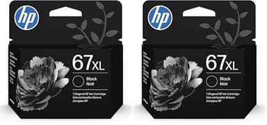 HP 67Xl Black High-Yield Ink Cartridge - 2 Pack| Works with DeskJet 1255, 2700, 4100, Envy 6000, 6400 Series