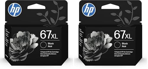 HP 67Xl Black High-Yield Ink Cartridge - 2 Pack| Works with DeskJet 1255, 2700, 4100, Envy 6000, 6400 Series