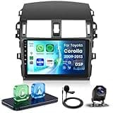 Rimoody 9 Inch Car Stereo for Toyota Corolla 2009-2013, Wireless CarPlay Android Auto MP5 Player with IPS Touchscreen Bluetooth FM/RDS DSP Vi-Link You-Tube Mirror Link, Backup Camera SWC