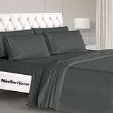 Mueller UltraTemp 6 PC Queen Sheet Set - Ultra-Soft Luxury Series, Cooling & Breathable Hotel Luxury Bed Sheets, Deep Pocket Wrinkle-Free Oeko-TEX, Dark Gray