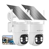 VIZIUUY Solar Security Cameras Wireless Outdoor, 2 Pack 3MP Security Cameras Wireless Outdoor, Pan Tilt 360°WiFi Camera with Color Night Vision/PIR Sensor/2-Way Audio/Alexa/Google Assistant