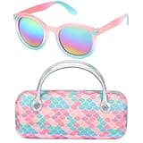 Beipegin Kids Sunglasses Girls UV Protection Unicorn Heart Sunglasses Kids Glasses Case Pouch for Travel Holiday Party