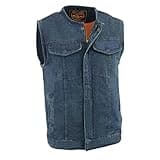 Milwaukee Leather Men's Classic Club Style Premium Denim Motorcycle Biker Vests MDM - 8X-Large