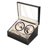 CTYSZZA Watch Winder for Automatic Watches, Watch Winder Box Ultra Quiet Motor 4 Watch Winder with 6 Extra Storage Slots PU Leather