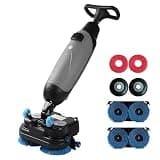 18 Inch Commercial Floor Scrubber, Cordless Walk-Behind Automatic Scrubber Machine, Dual-Brush Battery Powered Electric Cleaner for Professional Concrete Grout Tile Care in Warehouse and Office(Gray)