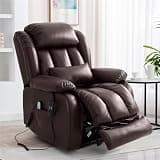 UOPYNE Extra Large Power Lift Recliner Chair, Dual Motor Infinite Position Recliner with Heated Massage, Breathable Leather Upholstered Sofa with USB Ports for Living Room