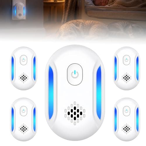 Vermix Pulse Pro, Ultrasonic Plug-In Device, Triple-Pulse Technology, Electromagnetic Wall Coverage Up to 1600sq Ft,Quiet Night Light,for Family Pets,Low Energy Indoor Solution for Home Garage(5 pcs)