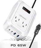 200W Car Power Inverter DC 12V to 110V AC Inverter with PD 65W/30W USB C & 2 QC 18W USB Ports & 2 AC Outlets,Car Pluɡ Adapter Outlet for Laptop/Phone/Road Trip