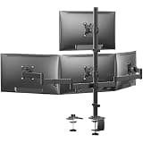 HUANUO Monitor Mount for 13-27 Inch Screens, Fully Adjustable Heavy Duty Monitor Desk Mount for 4 Screens with Swivel, Tilt, Rotation, Larger C-Clamp & Grommet Base, Each Arm Holds up to 22 lbs