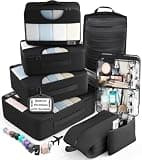 Veken 9 Set Packing Cubes for Travel,Anti-Wrinkle Buckled Suitcase Organizer with Shoe,Toiletry,Makeup Bag,Carry On Luggage Bag with 99+ Count Mesh Holes for Airplane & College Dorm Essentials