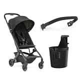 Joolz Dot Travel Stroller Bundle with Bumper Bar & Cup Holder – Ultra Lightweight Compact Fold Stroller, Airplane Compatible, UPF 50+ Canopy, 5-Point Harness, Includes Safety Bar & Drink Holder– Black