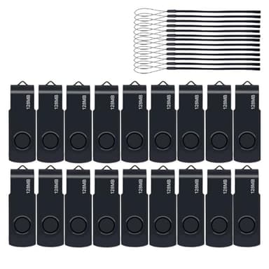 20 Pack 128MB USB Flash Drive,USB 2.0 Thumb Drive with Some Lanyards, Bulk USB Drives,128MB 20pcs