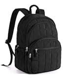 BAGSMART College Laptop Backpack, Travel Backpack for Women, Quilted Casual Daypack, Water-Resistant Bookbag for 15.6 Inch Laptop, Black