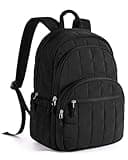 BAGSMART College Laptop Backpack, Travel Backpack for Women, Quilted Casual Daypack, Water-Resistant Bookbag for 15.6 Inch Laptop, Black