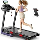 Treadmill 300 LB Capacity for Home with Incline, Folding Electric Running Walking Treadmill, Portable Treadmill for Home Use, 9 MPH, Smart Apps, 96+9 Programs, Bluetooth Speakers