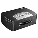 SentrySafe Portable Black Safe Box with Digital Keypad Lock, Small Steel Travel Safe with Carrying Handle for Money, Passport, 0.21 Cubic Feet, 4.4 x 13 x 10 Inches, P021E