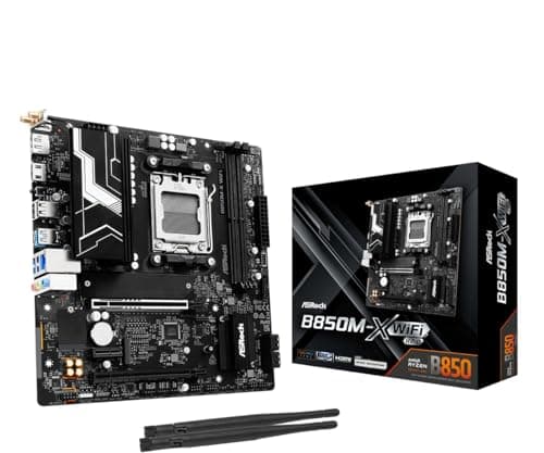 ASRock B850M-X WiFi R2.0 AM5 Micro-ATX Motherboard: Supports AMD Ryzen 9000/8000/7000 CPUs, DDR5 8200+ (OC), PCIe 5.0, Wi-Fi 6E, 2.5G LAN, USB-C, BIOS Flashback