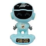Texvora AI Wireless 5.0 Speaker, Smart Robot with Voice Control, Digital Clock, Night Light, TF Card Slot, 1800mAh, Sky Blue