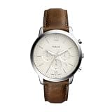 Fossil Men's Watch, Neutra Quartz Stainless Steel and Chronograph Leather Watch for Men, Color: Silver, Brown