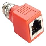 M12 A Code 8Pin to RJ45 Cat6 Industrial Ethernet, IP67 Shielded RJ45 to M12 Feedthrough Bulkhead Connector for GigE for Vision Industrial Camera and for PoE Black(Red)