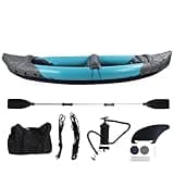 2 Person Foldable Kayak, Inflatable Kayak with Thickened PVC Hull, Sun Protection and Multilayer Bottom for Fishing Rafting Boating, Includes Carry Bag and Pump