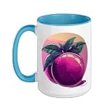 Mangosteen Synthwave Ceramic Mug, Blue/White, 15oz
