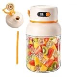 Powerful Plastic Portable Blender Cordless Digital Display Electric Juicer Cup With 36 Stainless Steel Blades Straw And Two Lids compact