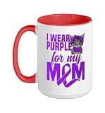Fibromyalgia Awareness Ribbon Chiari Malformation Ceramic Mug, Red/White, 15oz