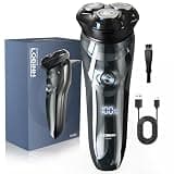LOBINH Electric Shaver for Men, 100% Washable Rechargeable Waterproof Electric Razor Wet & Dry Shaving with Pop-up Trimmer, 1 Hour Fast Charging, 4D Floating Head, LCD Power Indicator