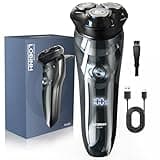 LOBINH Electric Shaver for Men, 100% Washable Rechargeable Waterproof Electric Razor Wet & Dry Shaving with Pop-up Trimmer, 1 Hour Fast Charging, 4D Floating Head, LCD Power Indicator