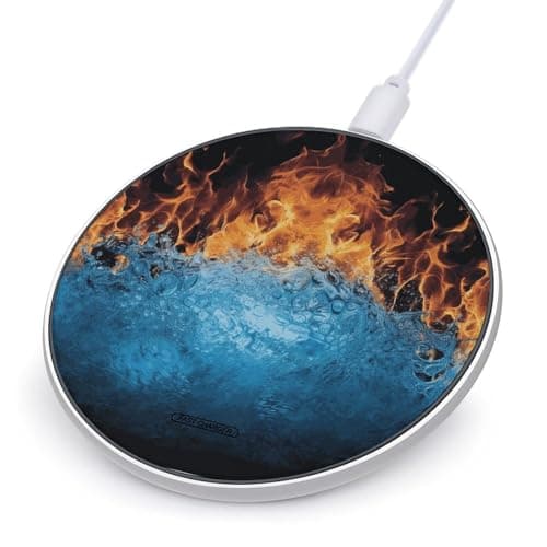 Ice Fire Wireless Charger Portable Fast Charging Pad Lightweight Wireless Charging Pad 10W Slim Charging Station for Phone Charger Mat for Travel Home Office Desk