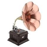 Omquot Vintage Nostalgic Iron Gramophone Ornament for Home Decoration Erosion Resistant Phonograph Model for Music Lovers (Red Bronze)